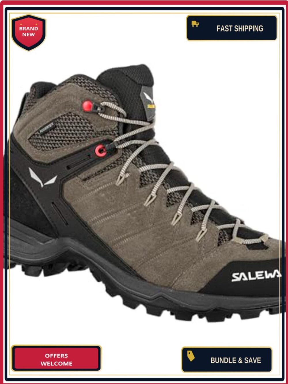 Women's Mid-Cut Hiking Boots Waterproof Suede Leather Trekking Shoes